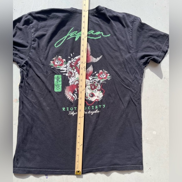 Men's Riot Society T-Shirt Black Dragon Japan L Oriental Streetwear Skull Art - Picture 10 of 11